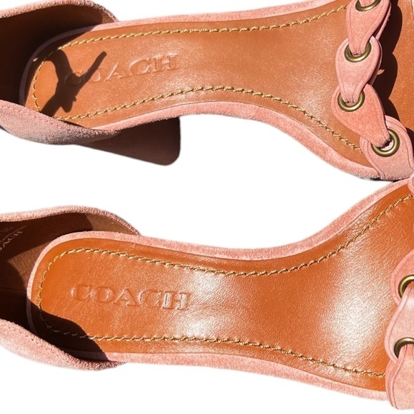 🌻NEW Coach Link Pink Peony Suede Ankle Strap Sandals Size 8 w/ Box + Shoe Bag - Picture 10 of 13